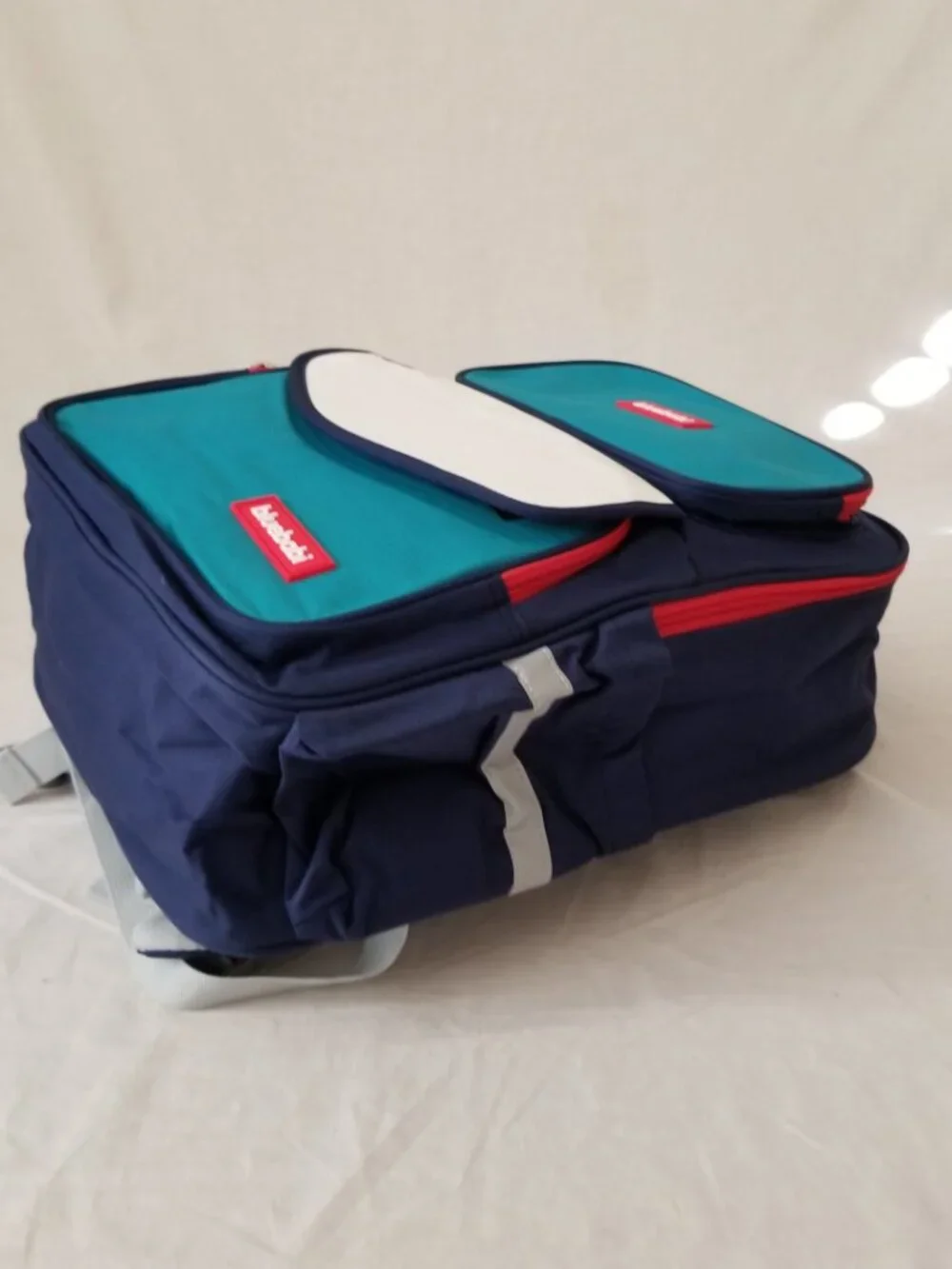 NEW! Bluebabi Color Block Backpack with Bottle Pockets, Padded Back, Chest Strap